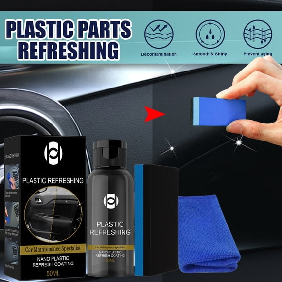 Cagogo 2Pcs Plastic Restorer, Automotive Interior Plastic Cleaner and Protectant for Car Dashboard Trim, Long Lasting Plastic Renewal Coating to Prevent Fading Cracking, Plastic Retreading Agent