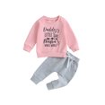thumbnail image 1 of Faithtur Toddler Girls 2PCS Pants Sets Long Sleeve Letter Print Pullover Tops and Drawstring Pants Sets, 1 of 8