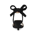 thumbnail image 2 of BLISSFUL STEP Women Open Toe Ankle Bow Tie Mid Heels Sandals Black 9, 2 of 7