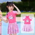 thumbnail image 2 of Kids Girls Rash Guard Bathing Suits Striped Ruffle Long Sleeve Sun Protection Bathing Suit Girls 8-9 Years Girls Clothing, 2 of 9