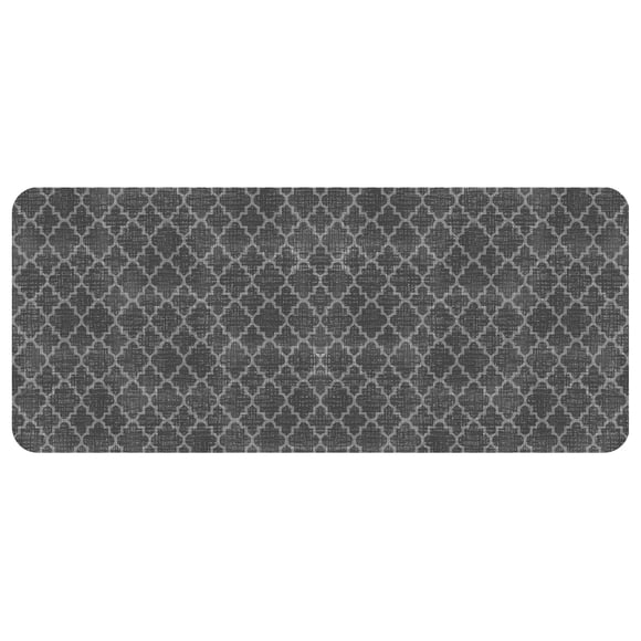 Mainstays Austin Low-Profile Machine Washable 2x5 Runner Mat, Non-Slip, Quatrefoil Lattice, Light Grey-Off White, Ideal for Hallway, Kitchen, Laundry Room & Door Entrance
