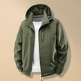 thumbnail image 2 of Sentmoon Winter Jacket for Men Solid Color Long Sleeve Hooded Neck Windbreaker Plus Size Zipper Waterproof Fall Clothes with Pockets Active for Festival Camping and Outdoor Green XL, 2 of 9