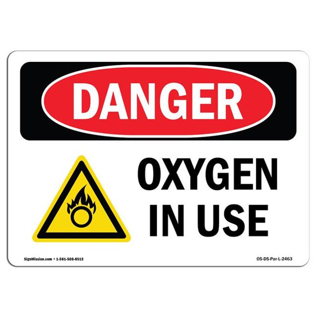 SignMission OS-DS-A-1014-L-2463 Panneau de Danger OSHA 10 x 14 Po - Oxygène en Cours d'Utilisation