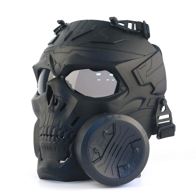 TopOne Tactical Gas Mask Full Face Single Fan Skull Covers Protective Mask for Outdoor Cs Game Masquerade Cosplay