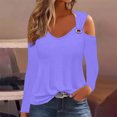 thumbnail image 2 of Yuyuzo Womens Tunic Tops Cold Shoulder Long Sleeve Shirts Loose Solid Color Lightweight Tee Tops, 2 of 5