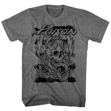 Poison Music Skull Snake Lightning Adult Short Sleeve T Shirt