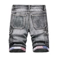 thumbnail image 4 of Mens Casual Shorts Zipper Elastic Slim Denim Mid-Length, Ripped Play Wrap Pants for Outdoor & Daily, 4 of 8