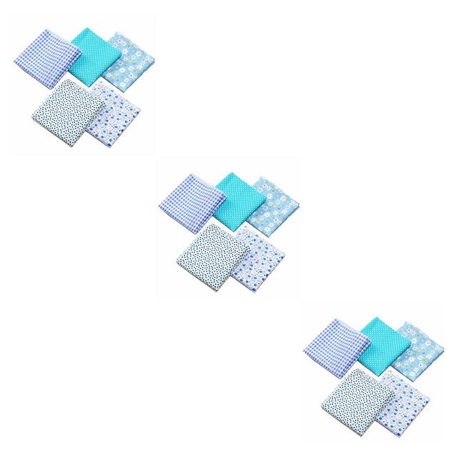 Transemion 5pcs 50x50cm Square Cotton Fabric Cloth For DIY Craft Sewing blue 3Set