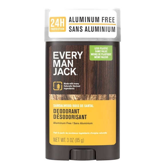 Every Man Jack Deodorant - Sandalwood | Aluminum Free, Naturally Derived, Vegan, Cruelty-Free Deodorant for Men | 85G