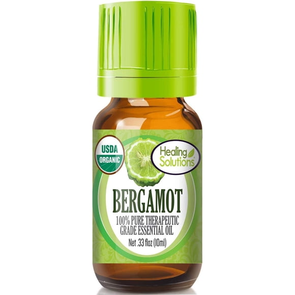 Healing Solutions Bergamot Essential Oil 0.33 oz (10ml) Organic Undiluted Pure Oil for Skin & Diffuser