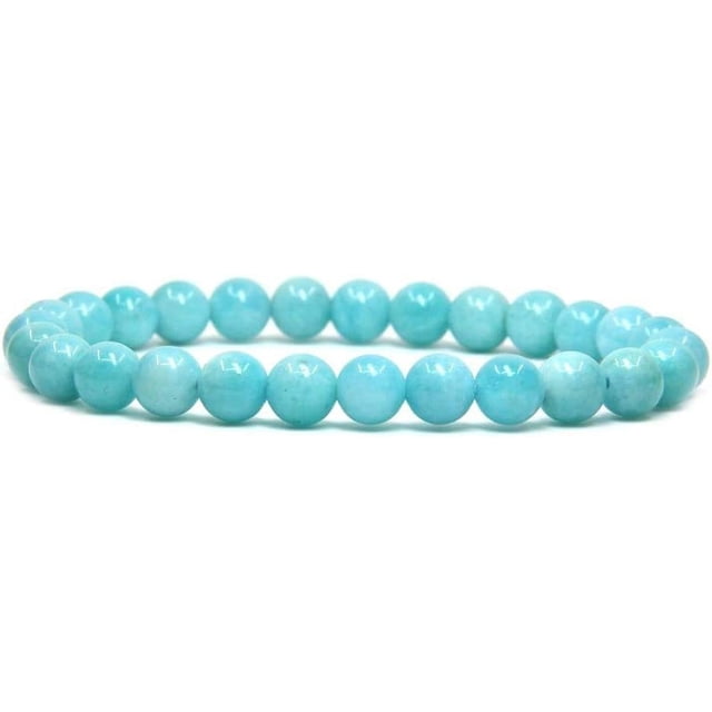 Natural Peruvian Amazonite Gemstone 6mm Round Beads Stretch Bracelet 7" Unisex
