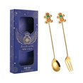 thumbnail image 2 of Stainless Steel Dessert Spoons Forks Tea Spoons Stainless Steel Christmas Spoons gingerbread blue, 2 of 9