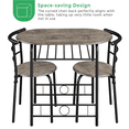 thumbnail image 4 of FullFurnique 3-piece Round Dining Table and 2 Chairs Set with Storage Rack and Steel Legs, Drift Brown, 4 of 10