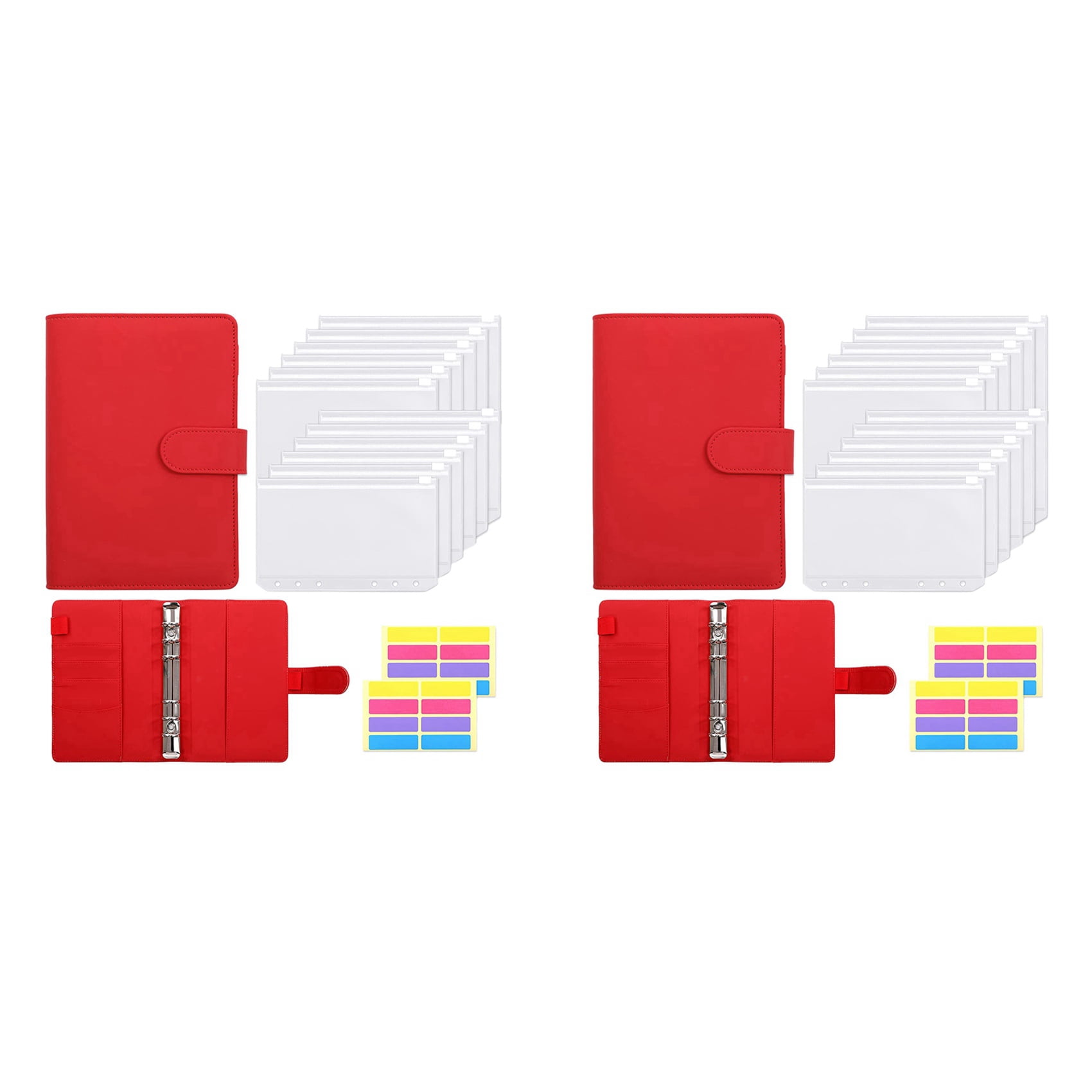 Budgeting Cash Envelope, 30 Pcs Budget Binders Set, with Cash Envelope, A6 Binder, for Saving Money Envelope Storage Bag,2 x A6 binder 24 x budget cash envelopes 4 x self-adhesive labels,red