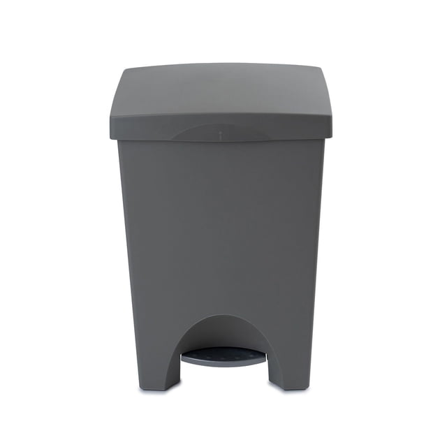 Mistral 50L iCan® Garbage Step on Taupe with a matte taupe polypropylene body, wide foot pedal for hands-free lid opening, removable liner for easy cleaning, automatic lid closure, and compact rectangular design measuring 24 by 16.25 by 14 inches, suitable for standard 24 by 28 inch garbage bags.