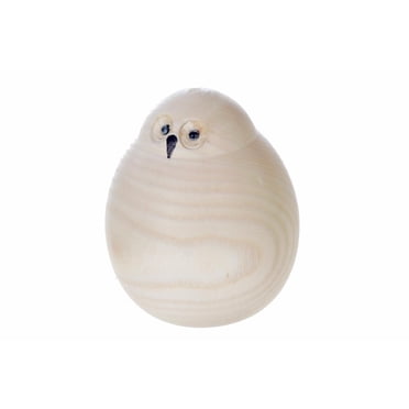 Natural Wooden Owl 3.74" - Set of 2