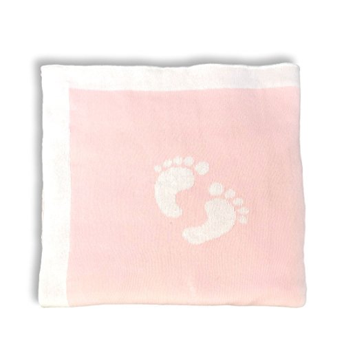 Vogue 100% Cotton Knit Footprint Baby Blanket 30"x40" (Petal Pink) NEW for 2018 Spring & Summer