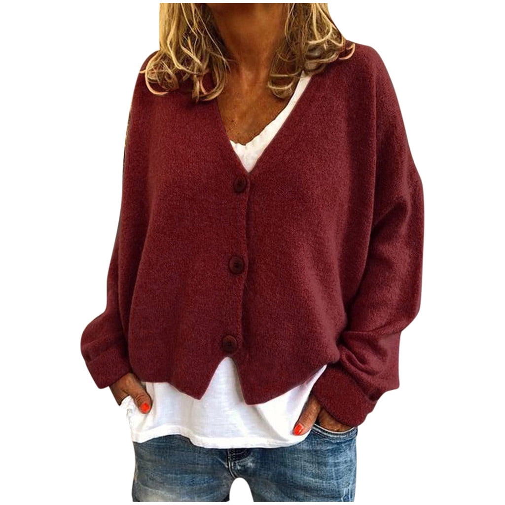 2025 Femmes Uni Col en V Boutons Mi-Long Chandails Décontracté Extensible Tricoté Chandail Femmes Cardigan en Molleton