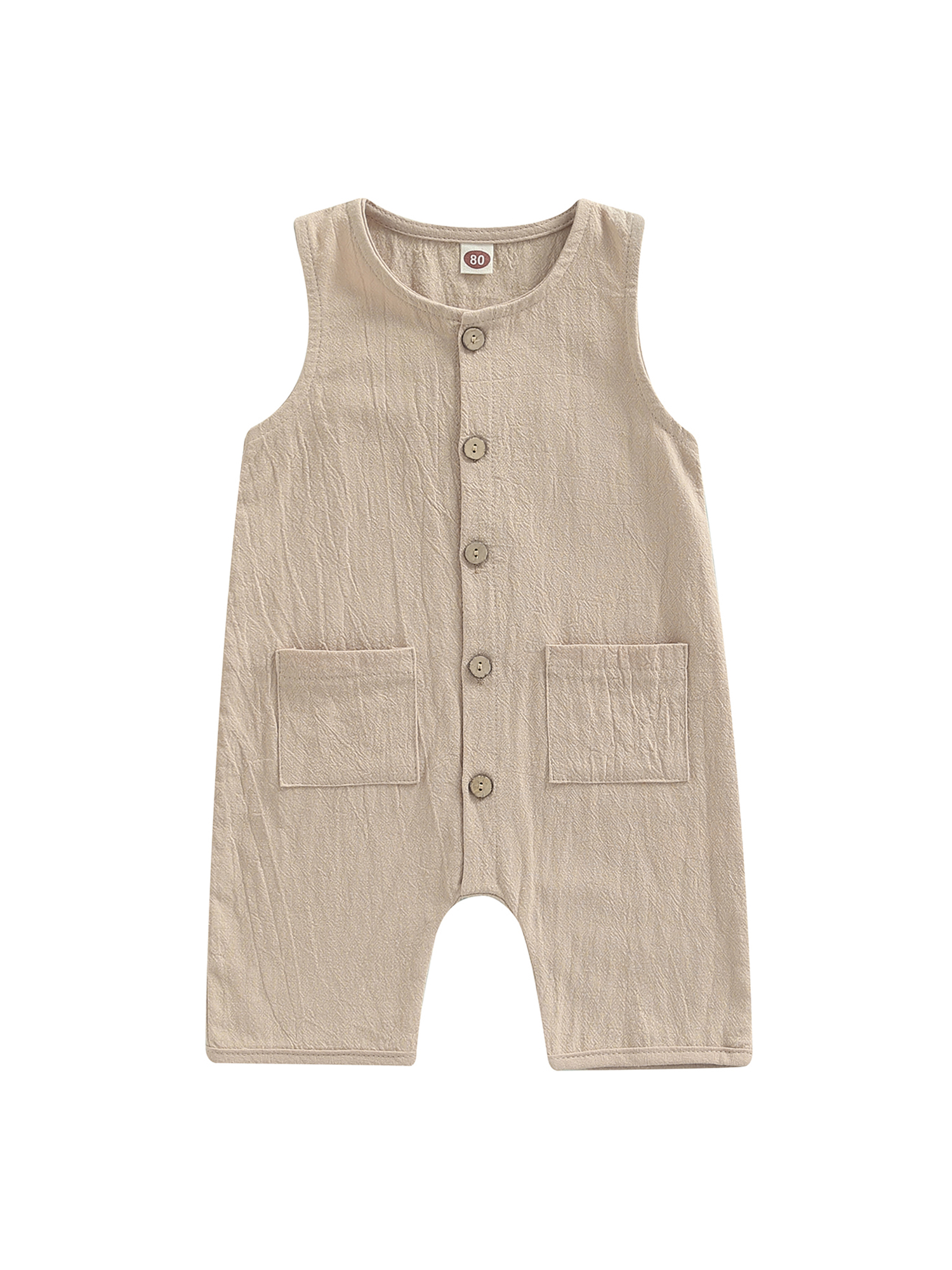Faithtur Combinaison pour Bébé Garçon Fille, Col Rond Sans Manches Boutonnée une Pièce pour Tout-Petit de 0-3 Ans
