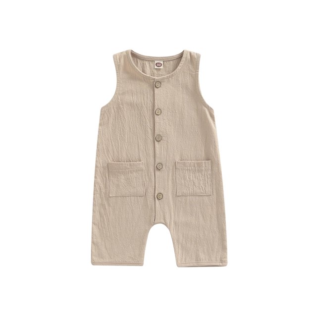 Faithtur Combinaison pour Bébé Garçon Fille, Col Rond Sans Manches Boutonnée une Pièce pour Tout-Petit de 0-3 Ans
