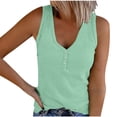 thumbnail image 1 of Timegard Tank Tops for Women Ribbed Deep V-Neck Button Slim Casual Sleeveless Shirts Basic Cami Top, 1 of 5