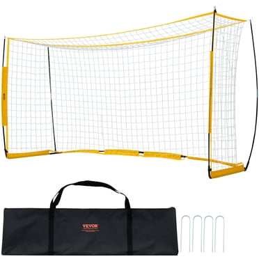 VEVOR But de Soccer Portable 12 X 6 Pi Filet de Soccer pour Enfants Sac de Transport Entraînement dans la Cour Jaune