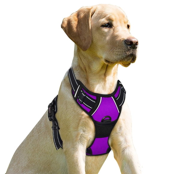 BARKBAY No Pull Dog Harness Front Clip Heavy Duty Reflective Easy Control Handle for Large Dog Walking(Purple S)