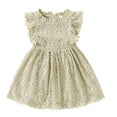 thumbnail image 1 of TopLLC Robe à Manches Courtes Col Rond Imprimé Floral pour Filles avec Manches Volantes Jupe Plissée pour Filles Été Jupe pour Enfants Robe Fille, 1 of 3