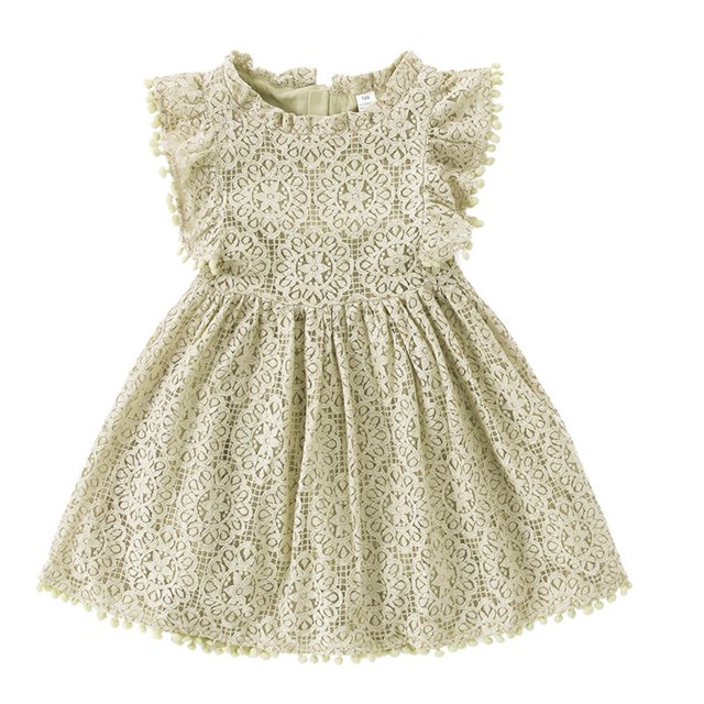TopLLC Robe à Manches Courtes Col Rond Imprimé Floral pour Filles avec Manches Volantes Jupe Plissée pour Filles Été Jupe pour Enfants Robe Fille