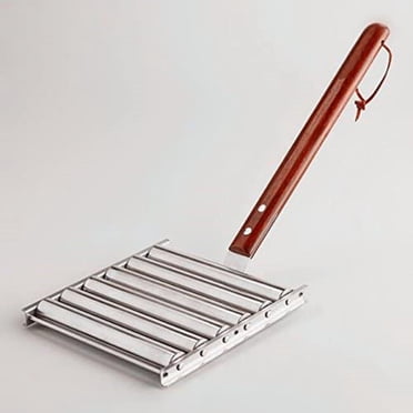 i Kito BBQ Hot Dog Roller with Wooden Handle, Hot Dog Holders for Grilling Silver