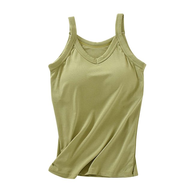 LSLJS Women's Solid Color Chest Cushion Exposed Navel Camisole with Blouse, Womens Camisole Tank Tops
