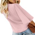 thumbnail image 3 of CHUANK Women‘s Button Down V Neck Tops Ruffled 3/4 Sleeve Tie Knot Front Blouses White Sizes S-2XL, 3 of 3