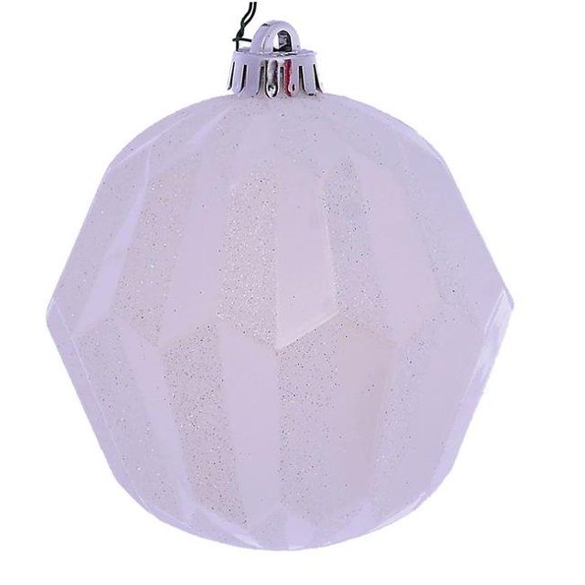 Vickerman MC190811D Boule Facettée Blanche Pailletée 5 Po. - 3 par Sac