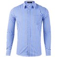 thumbnail image 1 of Pompotops Homme Automne Décontracté Coupe Ajustée Manches Longues Col Rabattu à Carreaux Haut Blouse Chemise en Solde, 1 of 6