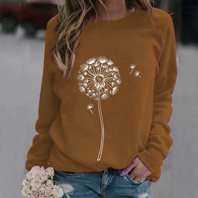 GZWYHT Grande Vente! Chandails à Capuchon pour Femmes, Chandails à Capuchon Graphiques, Chandail à Imprimé pour Femmes à Col Rond Coupe Ajustée, Hauts à Enfiler Décontractés à Manches Longues, Chandails d'Entraînement Amples, Blouse, Tenues d'Automne, Vêtements d'Automne AW L
