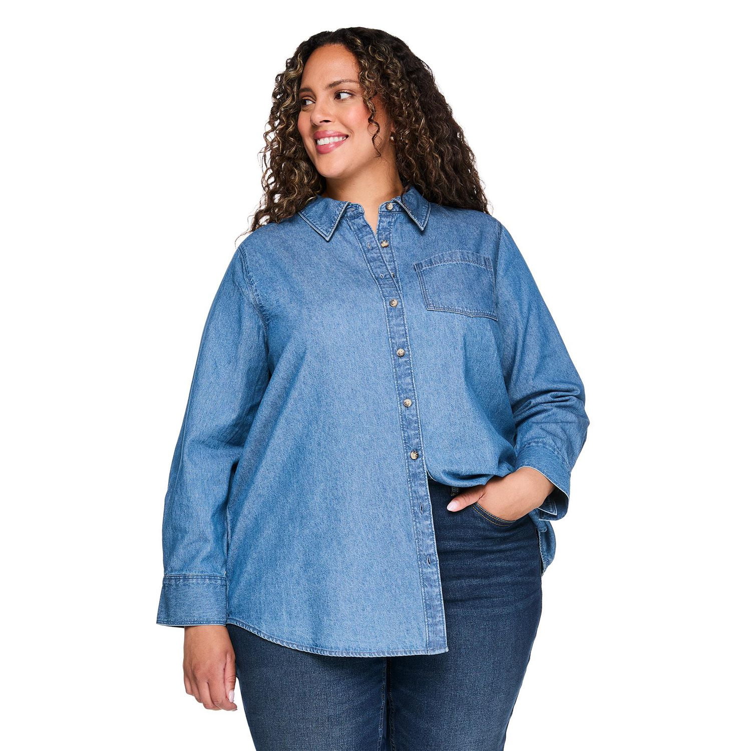Lane Bryant Women's Plus Denim Button-Up Shirt