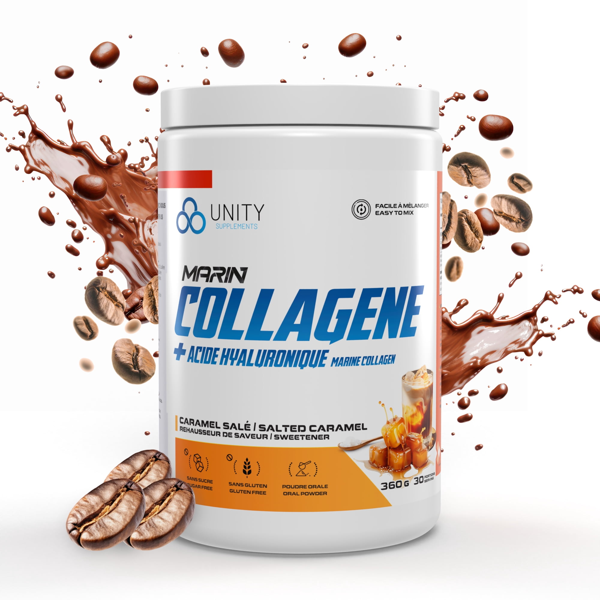 Unity Supplements - Marine Collagen with Hyaluronic Acid 360g (30 servings) - Salted Caramel Dietary Supplements