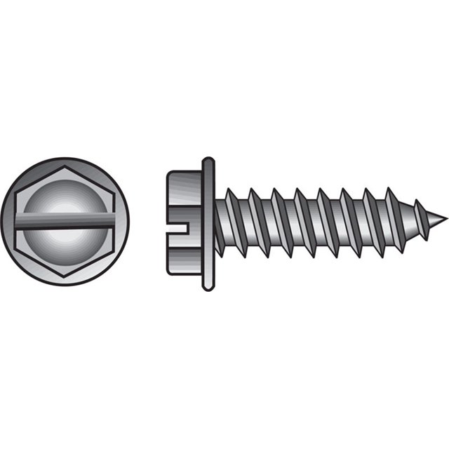 Sheet Metal Screws, Slotted, Hex Washer Head, Zinc, #6 x 1/2 In., 100-Pk. - 70253