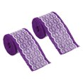 thumbnail image 1 of Unique Bargains 2.4' Wide 2.2 Yards Burlap Ribbon White Lace Roll Wrapping Fabric Crafts Roll Dark Purple 2 Pack, 1 of 6