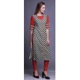 thumbnail image 3 of Bimba Kurti Longue Droite pour Femmes Imprimée Indienne en Rayonne Slub Tunique à Manches 3/4, 3 of 6