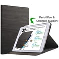 thumbnail image 1 of iPad PRO 2016 9.7 Inch [Pro 9.7 2016] A1673 A1674 MLPX2LL/A MLPW2LL/A MLPY2LL/A MLYJ2LL/A Slim Profile & Adjustable Viewing Angle Stand Wooden Texture Cover - Black, 1 of 8