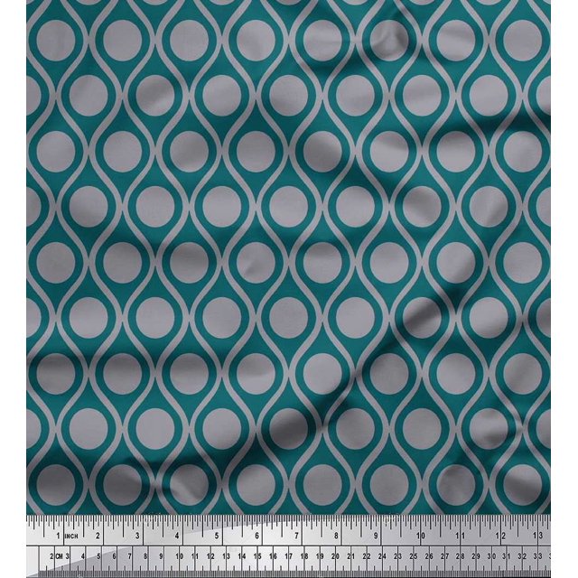 Soimoi Rayon Fabric Dot & Ogee Damask Fabric Prints by Yard 56 Inch Wide
