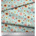 thumbnail image 2 of Soimoi Rayon Fabric Leaves,Bird & Anemone Floral Decor Fabric Printed Yard 42 Inch Wide, 2 of 3