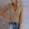 thumbnail image 2 of B91xZ Womens Tshirt Rétro T-Shirt de Saint Valentin Casual Lover Cadeau Blouse Tops, Kaki XL, 2 of 5