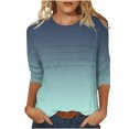 thumbnail image 1 of Olyvenn T-Shirts pour Femmes à Manches 3/4 Été 2025, Imprimé Dégradé, Col Rond, Décontracté, Basique, Coupe Tunique, Blouse, Vert Armée, TG, 1 of 6