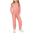 thumbnail image 1 of Kid Toddler Girl Clothes Bowknot Ruffle Sleeve Top + Floral Pants 2pc Fall Winter Outfit Set, 1 of 3