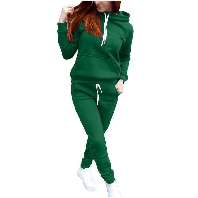 Timegard Womens 2 Piece Outfits Drawstring Hooded Long Sleeve Pullover Sweatshirt Cinch Bottom Sweatpants with Pockets Sets