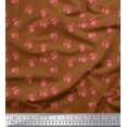 thumbnail image 1 of Soimoi Brown Velvet Fabric Leaves & Periwinkle Floral Decor Fabric Printed Yard 58 Inch Wide, 1 of 3