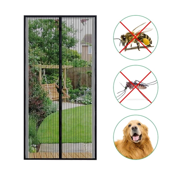 Zootealy Screen Door 35.4 * 82.7 Inches Mesh Curtain Mosquito Net with Adhesive Tape and Thumbtacks Preventing Mosquito Insects Flies for Bedroom Baby Room Patio Balcony (Black)