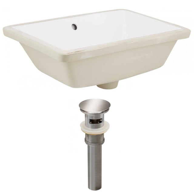 18.25-in. W Rectangle Bathroom Undermount Sink Set In White - Brushed Nickel Hardware - Overflow Drain Incl. AI-24791
